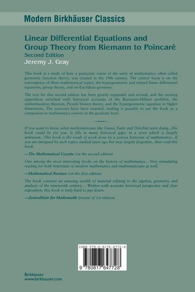 Produktbild: Linear Differential Equations and Group Theory from Riemann to Poincare