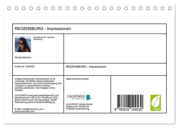 Produktbild: REGENSBURG - Impressionen (Tischkalender 2026 DIN A5 quer), CALVENDO Monatskalender