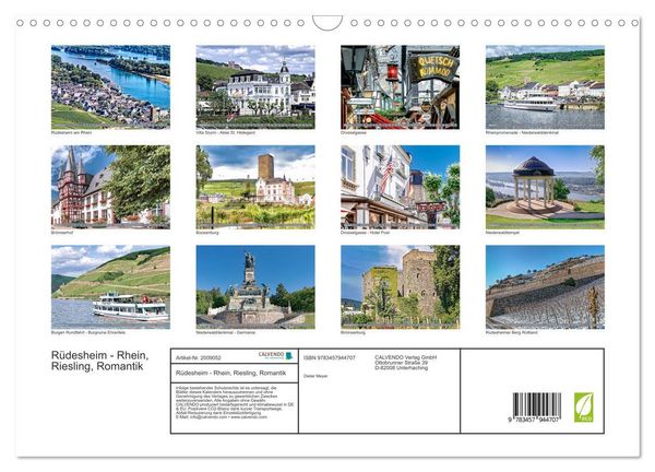 Produktbild: R&uuml;desheim - Rhein, Riesling, Romantik (Wandkalender 2026 DIN A3 quer), CALVENDO Monatskalender