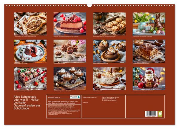 Produktbild: Alles Schokolade oder was?! - Hei&szlig;e und kalte Gaumenfreuden aus Schokolade (Wandkalender 2026 DIN A2 quer), CALVENDO Monatskalender