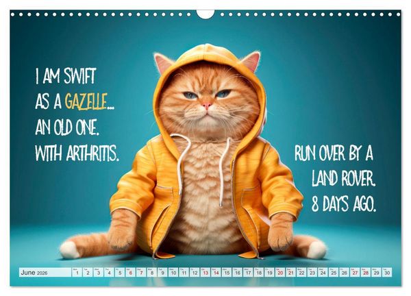 Produktbild: WITTY CATS Cool sayings (Wall Calendar 2026 DIN A3 landscape), CALVENDO 12 Month Wall Calendar