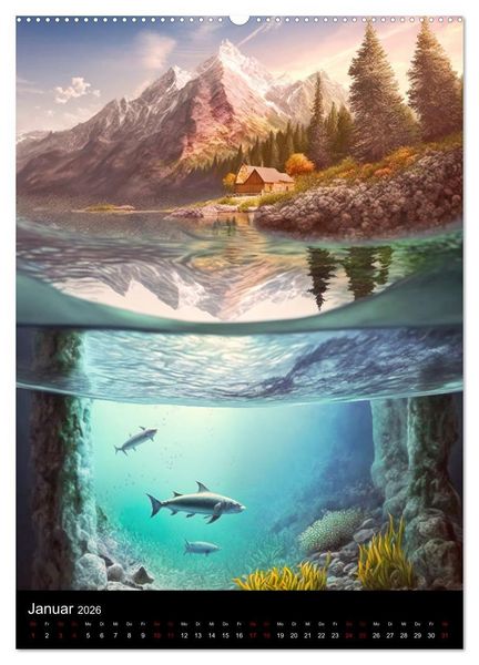 Produktbild: Die Sch&ouml;nheit unter und &uuml;ber Wasser (Wandkalender 2026 DIN A2 hoch), CALVENDO Monatskalender