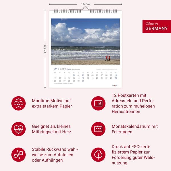 Produktbild: Sylt Impressionen Postkartenkalender 2027