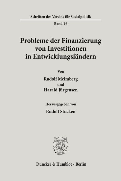 Produktbild: Probleme der Finanzierung von Investitionen in Entwicklungsl&auml;ndern.