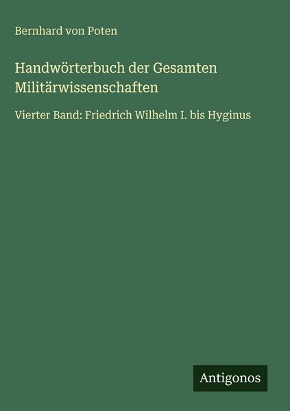 Produktbild: Handw&ouml;rterbuch der Gesamten Milit&auml;rwissenschaften