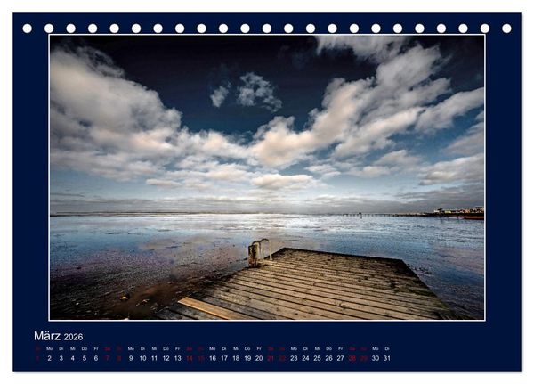 Produktbild: Wolken, Watt und Wellen. Fotografische Impressionen vom Jadebusen. (Tischkalender 2026 DIN A5 quer), CALVENDO Monatskalender