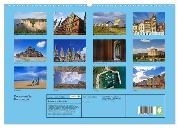 Produktbild: D&eacute;couvrez la Normandie (Calendrier mural 2026 DIN A2 vertical) calendrier de bureau