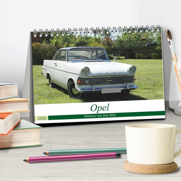 Produktbild: Opel Oldtimer mit dem Blitz (Tischkalender 2026 DIN A5 quer), CALVENDO Monatskalender