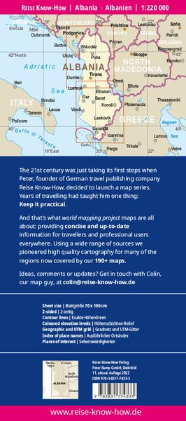 Produktbild: Reise Know-How Landkarte Albanien / Albania (1:220.000)