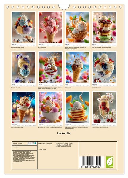 Produktbild: Lecker Eis (Wandkalender 2026 DIN A4 hoch), CALVENDO Monatskalender