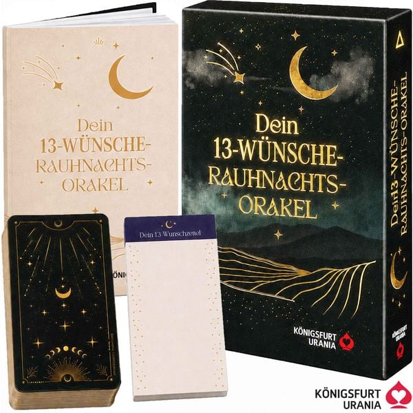 Produktbild: Dein 13-W&uuml;nsche Rauhnachts-Orakel - 37 farbige Karten und W&uuml;nschezetteln und einem 48-seitigem Booklet