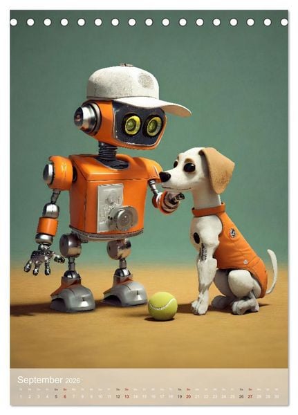 Produktbild: RoboLife - Niedliche Blechfreunde im Alltag (Tischkalender 2026 DIN A5 hoch), CALVENDO Monatskalender