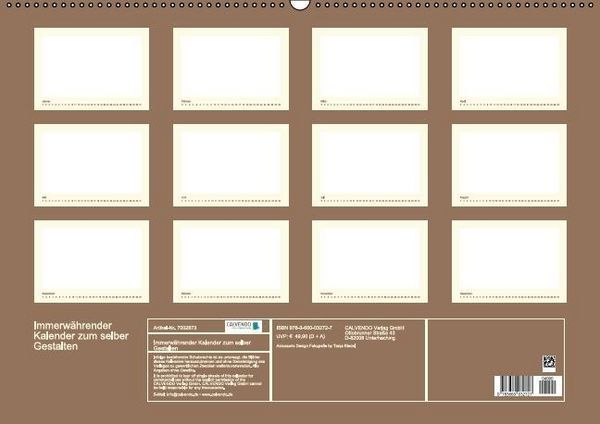 Produktbild: Immerw&auml;hrender Kalender zum selber Gestalten (Wandkalender immerw&auml;hrend DIN A2 quer)