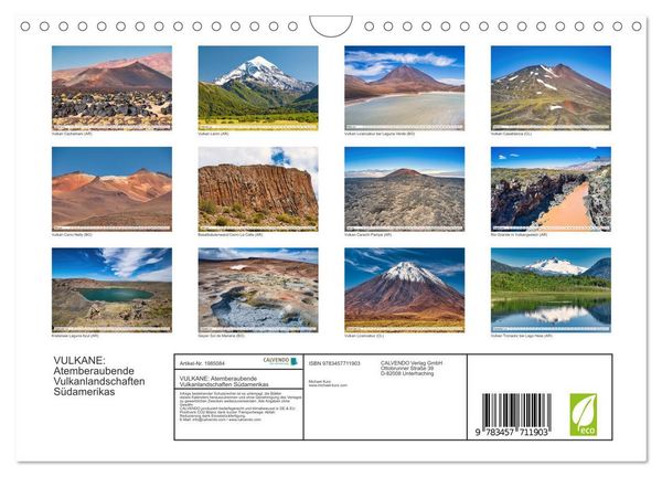 Produktbild: VULKANE: Atemberaubende Vulkanlandschaften S&uuml;damerikas (Wandkalender 2026 DIN A4 quer), CALVENDO Monatskalender