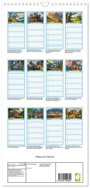 Produktbild: Familienplaner 2027 - Pl&auml;tze zum Tr&auml;umen mit 5 Spalten (Wandkalender, 21 x 45 cm) CALVENDO