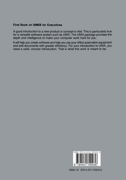 Produktbild: First Book on UNIXTM for Executives