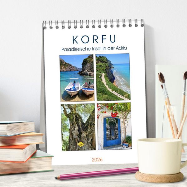 Produktbild: Korfu - Paradiesische Insel in der Adria (Tischkalender 2026 DIN A5 hoch), CALVENDO Monatskalender
