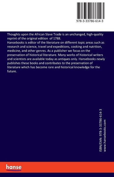 Produktbild: Thoughts upon the African Slave Trade