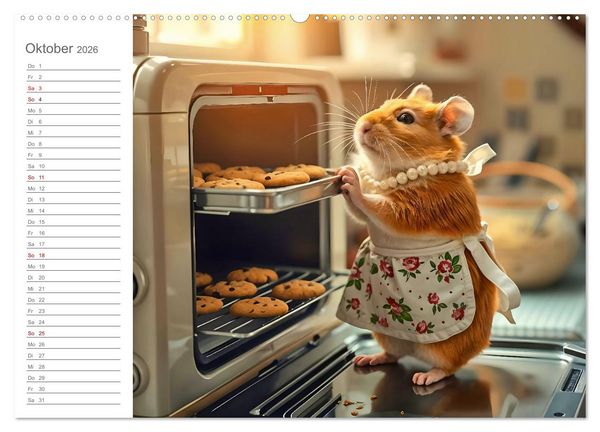 Produktbild: Hamsti Haushalt - Ordnung mit Pfiff und Flausch (hochwertiger Premium Wandkalender 2026 DIN A2 quer), Kunstdruck in Hochglanz