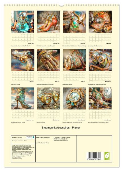 Produktbild: Steampunk Accesoires - Planer (hochwertiger Premium Wandkalender 2026 DIN A2 hoch), Kunstdruck in Hochglanz