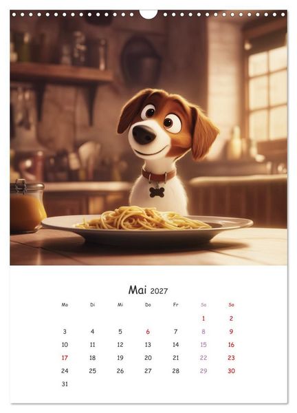 Produktbild: Fellnasen am K&uuml;chentisch - 12 KI-Motive mit Hunden (Wandkalender 2027 DIN A3 hoch), CALVENDO Monatskalender