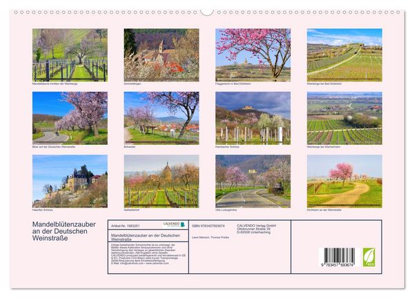 Produktbild: Mandelbl&uuml;tenzauber an der Deutschen Weinstra&szlig;e (hochwertiger Premium Wandkalender 2026 DIN A2 quer), Kunstdruck in Hochglanz