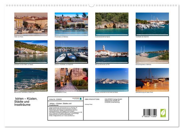 Produktbild: Istrien &ndash; K&uuml;sten, St&auml;dte und Inseltr&auml;ume (hochwertiger Premium Wandkalender 2027 DIN A2 quer), Kunstdruck in Hochglanz
