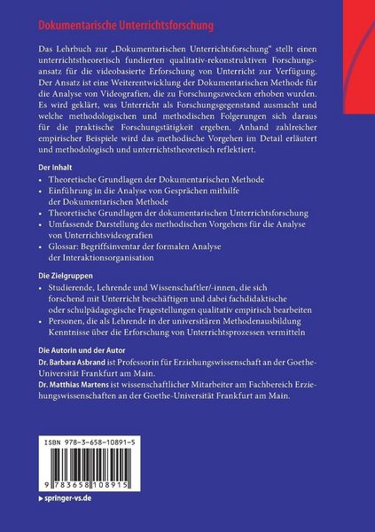 Produktbild: Dokumentarische Unterrichtsforschung
