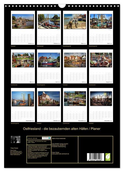 Produktbild: Ostfriesland - die bezaubernden alten H&auml;fen / Planer (Wandkalender 2026 DIN A3 hoch), CALVENDO Monatskalender