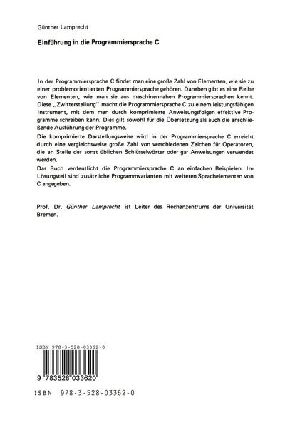 Produktbild: Einf&uuml;hrung in die Programmiersprache C
