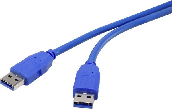 Renkforce USB-Kabel USB 3.2 Gen1 (USB 3.0 / USB 3.1 Gen1) USB-A Stecker, USB-A Stecker 1.00 m Blau vergoldete Steckkonta