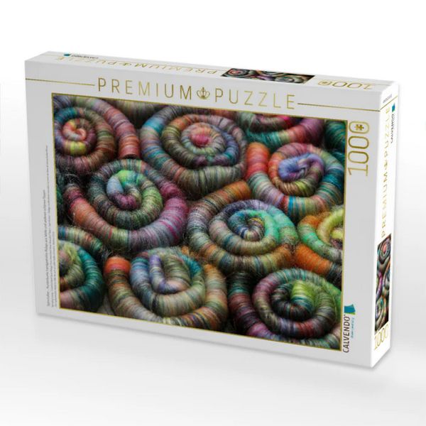 Produktbild: CALVENDO Puzzle Spinnfutter - Kunterbunte handgedrehte Rolags aus Wolle und anderen sch&ouml;nen Fasern | 1000 Teile Lege-Gr&ouml;&szlig;e 64x48cm Foto-Puzzle f&uuml;r gl&uuml;ckliche Stunden