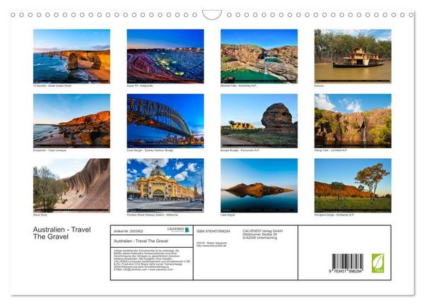 Produktbild: Australien - Travel The Gravel (Wandkalender 2026 DIN A3 quer), CALVENDO Monatskalender