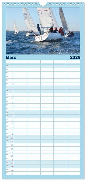Produktbild: Familienplaner 2026 - Leidenschaft Segeln mit 5 Spalten (Wandkalender, 21 x 45 cm) CALVENDO