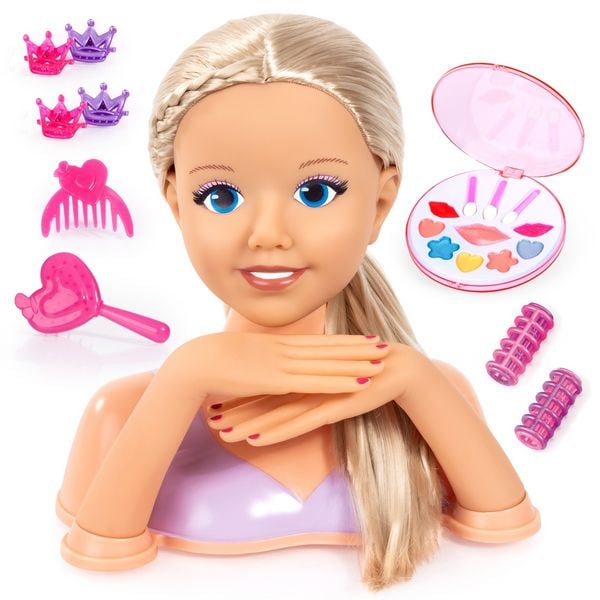 Schmink- und Frisierkopf My Lovely Princess blondes Haar 25cm mit Kosmetik