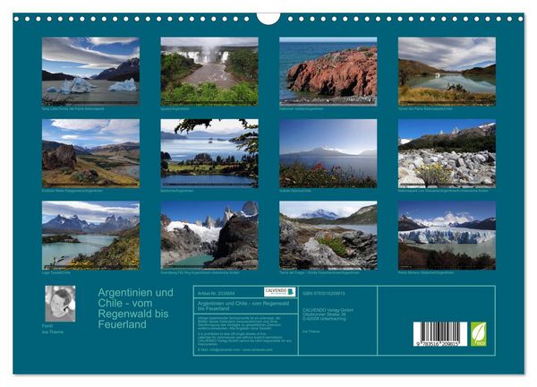 Produktbild: Argentinien und Chile - vom Regenwald bis Feuerland (Wandkalender 2026 DIN A3 quer), CALVENDO Monatskalender