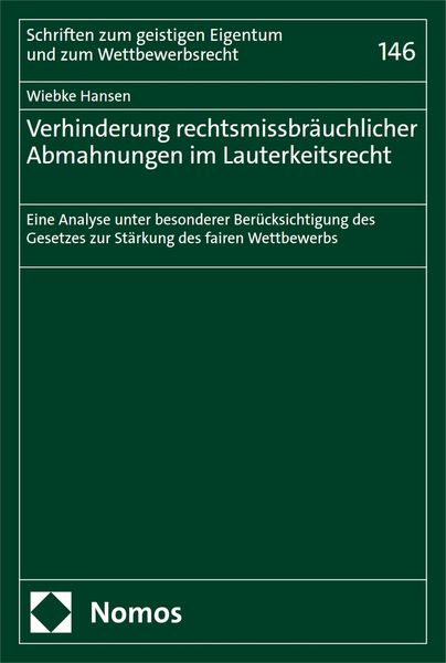 Produktbild: Verhinderung rechtsmissbr&auml;uchlicher Abmahnungen im Lauterkeitsrecht