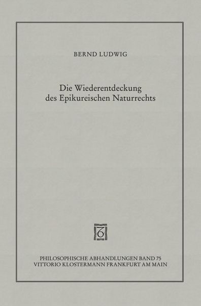 Produktbild: Die Wiederentdeckung des Epikureischen Naturrechts
