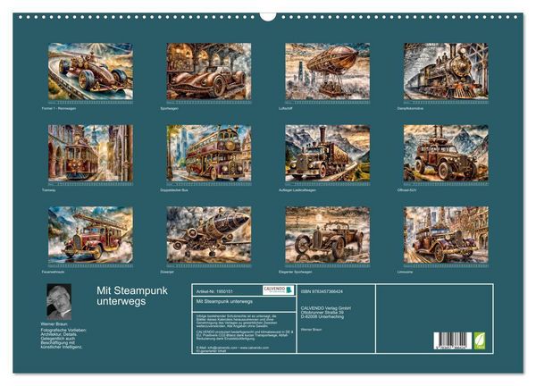 Produktbild: Mit Steampunk unterwegs (Wandkalender 2026 DIN A2 quer), CALVENDO Monatskalender