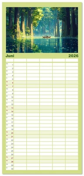 Produktbild: Familienplaner 2026 - Spaziergang durch Anime Welten mit 5 Spalten (Wandkalender, 21 x 45 cm) CALVENDO