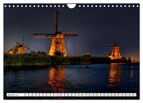 Produktbild: Die Windm&uuml;hlen von Kinderdijk - UNESCO Welterbe (Wandkalender 2026 DIN A4 quer), CALVENDO Monatskalender