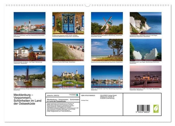 Produktbild: Mecklenburg &ndash; Vorpommern, Sch&ouml;nheiten im Land der Ostseek&uuml;ste (hochwertiger Premium Wandkalender 2026 DIN A2 quer), Kunstdruck in Hochglanz
