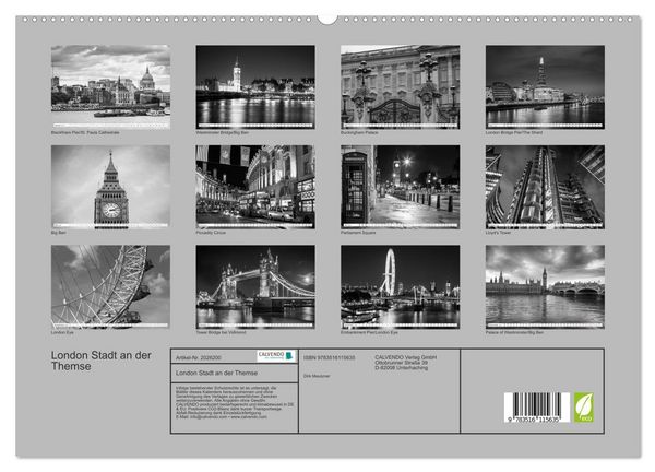 Produktbild: London Stadt an der Themse (hochwertiger Premium Wandkalender 2026 DIN A2 quer), Kunstdruck in Hochglanz