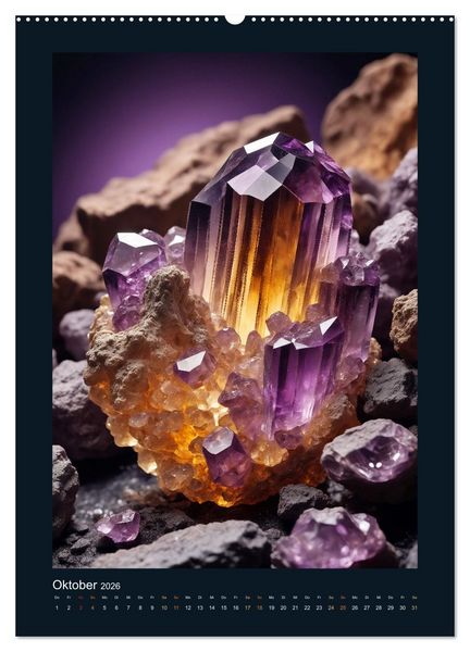 Produktbild: Fantastische Mineralien - Geheimnisvolle Sch&auml;tze (hochwertiger Premium Wandkalender 2026 DIN A2 hoch), Kunstdruck in Hochglanz