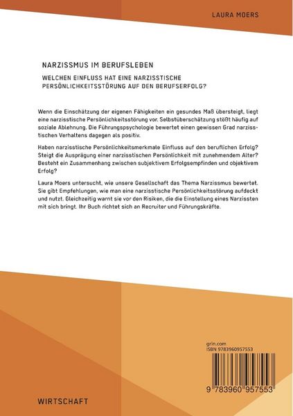 Produktbild: Narzissmus im Berufsleben. Welchen Einfluss hat eine narzisstische Pers&ouml;nlichkeitsst&ouml;rung auf den Berufserfolg?
