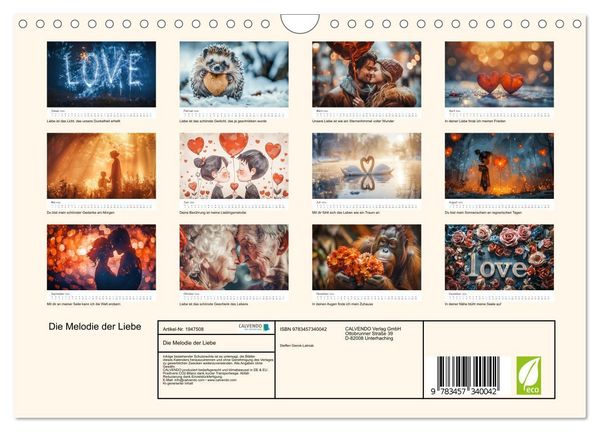 Produktbild: Die Melodie der Liebe (Wandkalender 2026 DIN A4 quer), CALVENDO Monatskalender