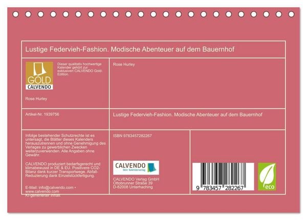 Produktbild: Lustige Federvieh-Fashion. Modische Abenteuer auf dem Bauernhof (Tischkalender 2026 DIN A5 quer), CALVENDO Monatskalender