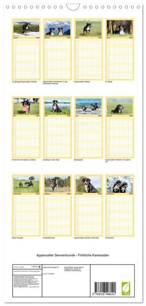 Produktbild: Familienplaner 2026 - Appenzeller Sennenhunde - Fr&ouml;hliche Kameraden mit 5 Spalten (Wandkalender, 21 x 45 cm) CALVENDO
