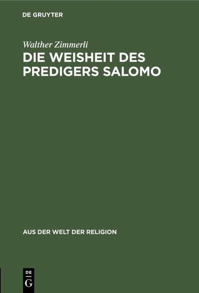 Produktbild: Die Weisheit des Predigers Salomo