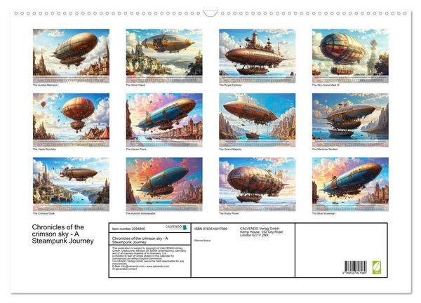 Produktbild: Chronicles of the crimson sky - A Steampunk Journey (Wall Calendar 2027 DIN A2 landscape), CALVENDO 12 Month Wall Calendar